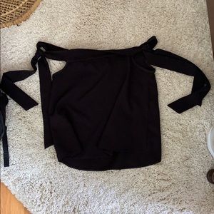 Black off the shoulder tie shirt